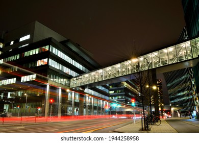 STOCKHOLM, SWEDEN - Dec 08, 2020: Stockholm, Sweden - December 8 2020: Karolinska Institutet School Building And Laboratory At Night 