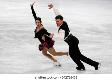 STOCKHOLM, SWEDEN - JANUARY 28, 2015: Charlene GUIGNARD / Marco FABBRI Of Italy Perform Short Dance At ISU European Figure Skating Championship In Globen Arena.