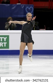 STOCKHOLM, SWEDEN - JANUARY 29, 2015: Kiira KORPI Of Finland Performs Short Program At ISU European Figure Skating Championship In Globen Arena.