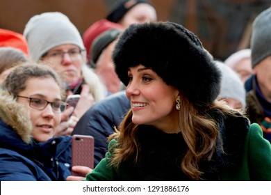 STOCKHOLM, SWEDEN - January 30, 2018: Kate, Catherine, Duchess Of Cambridge On An Official Visit, Stockholm.