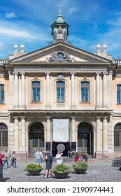 STOCKHOLM, SWEDEN - JULY 31, 2022: The Nobel Prize Museum At Stortorget In The City's Gamla Stan.