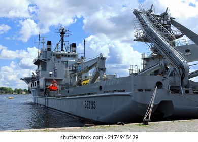 Stockholm, Sweden. June 04, 2022. The Swedish HMS Belos. A Submarine Rescue Warship. Near Slussen, Riddarfjärden, Mälaren. Rear.