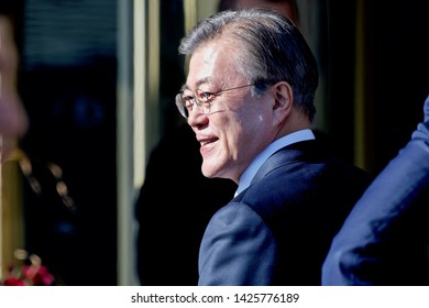 STOCKHOLM, SWEDEN - JUNE 15, 2019: The President Of South Korea Visiting Stockholm.