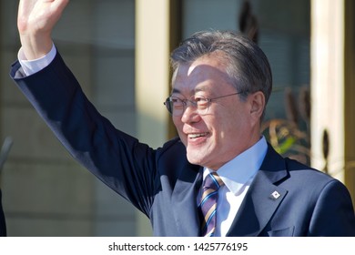 STOCKHOLM, SWEDEN - JUNE 15, 2019: The President Of South Korea Visiting Stockholm.