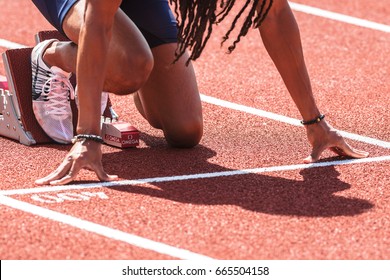 STOCKHOLM, SWEDEN - JUNE 18, 2017:  Closeup Of Athletes At The IAAF Diamond League In Stockholm.