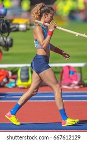 STOCKHOLM, SWEDEN - JUNE 18, 2017:  Angelica Bengtsson (SWE) At The Womens Pole Vault At The IAAF Diamond League In Stockholm.