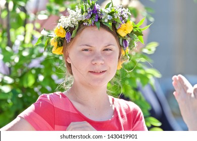 STOCKHOLM, SWEDEN - JUNE 21, 2019: Greta Thunberg Demonstrating Every Fridag.