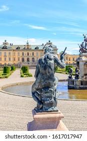 Stockholm, Sweden - June 23, 2019: Drottningholm Palace Garden, Bronze Sculptures