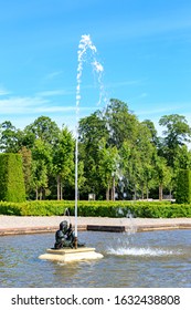 Stockholm, Sweden - June 23, 2019: Drottningholm Palace Garden, Fountains