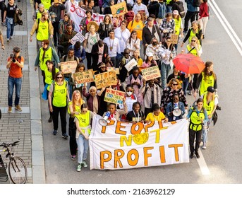 STOCKHOLM, SWEDEN - JUNE 3 2022: International Fridays For Future climate activists demonstrating in Stockholm