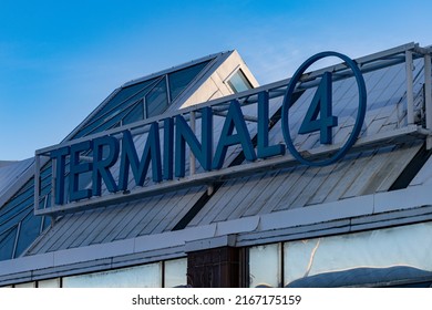 Stockholm, Sweden June 9, 2022 A Sign For Terminal 4 At Arlanda Airport.
