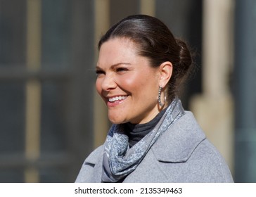 STOCKHOLM, SWEDEN - MARCH 12, 2022: Crown Princess Victoria With Family Celebrating Her Name Day At The Royal Palace. 