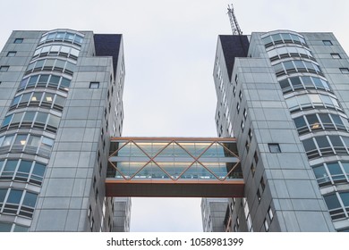 STOCKHOLM, SWEDEN - MARCH 22, 2018: Modern Architecture In Johanneshov, Stockholm 