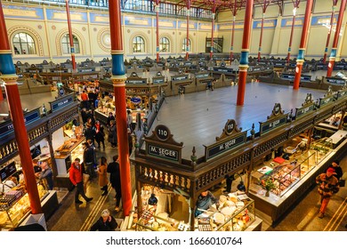 Stockholm, Sweden March 7, 2020 The Interior Of The Newly Renovated Östermalm Saluhall Food Market.