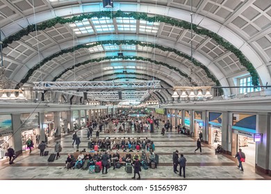 STOCKHOLM, SWEDEN - NOV 16, 2016: Interiour Of Stockholm City Terminal Or T Centralen A Train And Subway Hub.