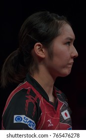 STOCKHOLM, SWEDEN - NOV 18, 2017:  Zhu Yuling (Cina) Against Miyu Kato (Japan), Quarterfinals, Zhu Won