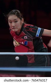 STOCKHOLM, SWEDEN - NOV 18, 2017:  Zhu Yuling (Cina) Against Miyu Kato (Japan), Quarterfinals, Zhu Won