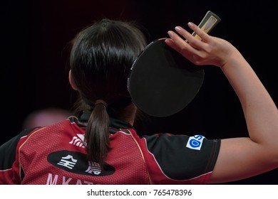 STOCKHOLM, SWEDEN - NOV 18, 2017:  Zhu Yuling (Cina) Against Miyu Kato (Japan), Quarterfinals, Zhu Won