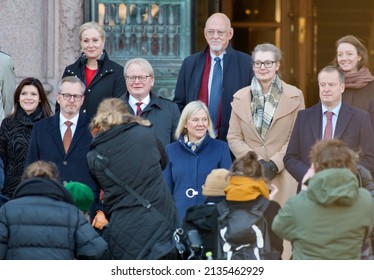 STOCKHOLM, SWEDEN - NOVEMBER 30, 2021: Prime Minister Of Sweden, Magdalena Andersson Presenting Her Government Members.