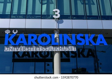 Stockholm, Sweden  Oct 2, 2019 Signs At The  Karolinksa Universitetssjukhuset, Or The Karolinska University Hospital.