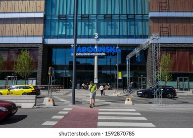 Stockholm, Sweden  Oct 2, 2019 Signs At The  Karolinksa Universitetssjukhuset, Or The Karolinska University Hospital.