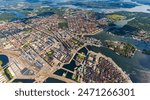 Stockholm, Sweden. Panorama of the city in summer in cloudy weather. Aerial view