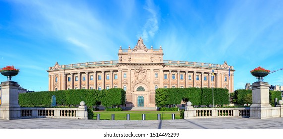 Stockholm, Sweden. The Parliament Building in Stockholm is the seat of the Swedish Parliament (Riksdag). The construction of the parliament was carried out in the period from 1897 to 1905