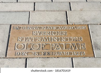 STOCKHOLM, SWEDEN - SEPTEMBER 17, 2020: The Street Spot Where The Assassination Of The Swedish Prime Minister Olof Palme In Stockholm 