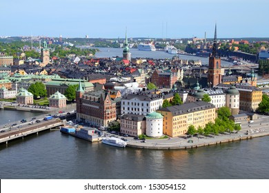 Stockholm, Sweden. View Of Famous Gamla Stan (the Old Town), Stadsholmen Island.