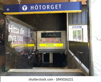 Stockholm/Sweden - 08/25/2019. Editorial Illustrative. Exit Of The Hotorget Metro Station On Sveavägen Street In Stockholm, Near The Place Where Prime Minister Olof Palme Was Assassinated In 1986.