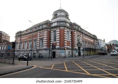 Stockport, Manchester, UK - April 10, 2022: Commercial building on St Petersgate, Stockport in the early morning