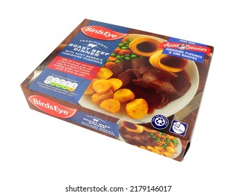 Stockport, United Kingdom, July 10th, 2022, Birds Eye Traditional Roast Beef Frozen Dinner With Aunt Bessies Yorkshire Puddings And Mini Roast Potatoes