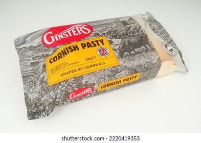 Stockport, United Kingdom, June 28th, 2022 Ginsters Classic Cornish Pasty Made With Beef Mince, Potatoes, Swede And Onion Wrapped In Puff Pastry Baked In Cornwall United Kingdom