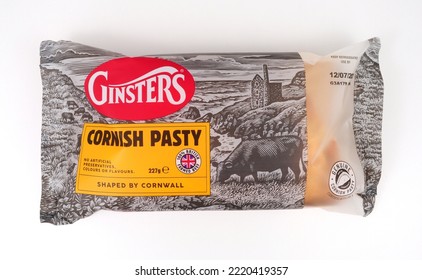 Stockport, United Kingdom, June 28th, 2022 Ginsters Classic Cornish Pasty Made With Beef Mince, Potatoes, Swede And Onion Wrapped In Puff Pastry Baked In Cornwall United Kingdom