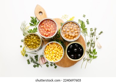 Stocks of canned food, long-term processed vegetables. - Shutterstock ID 2240697603
