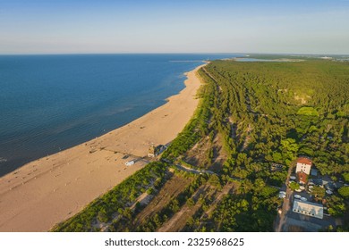 Stogi beach in Gdańsk with a view of the Baltic Sea. Evening.