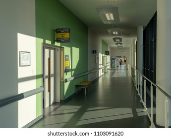 STOKE ON TRENT, UK -  MAY 14, 2018: Interior of Royal Stoke University Hospital in Stoke on Trent, UK