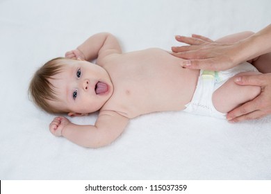 Stomach Massage Of Little Baby