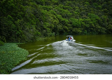 Stomy clouds over Gregory Lake in Nuwara Eliya. Lake Gregory is a reservoir in centre of the tea country hill city Nuwara Eliya in Sri Lanka.
