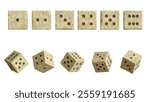 stone 3d isolated realistic  dice for casino game vector icon. Backgammon lucky cube roll with 1, 6 or two dot number. Random rolling square luck choice for poker gaming entertainment, dice games.