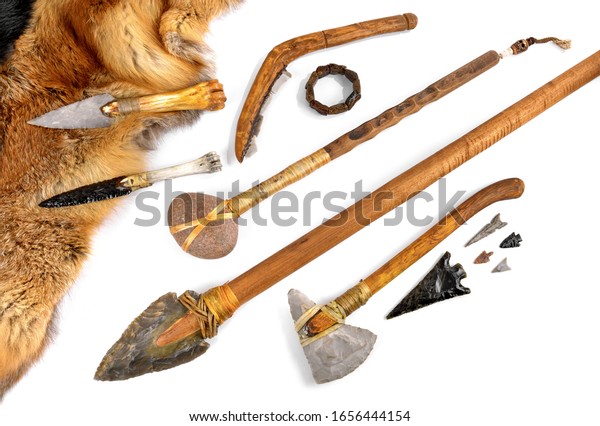 Stone Age Tools On White Background Stock Photo 1656444154 | Shutterstock