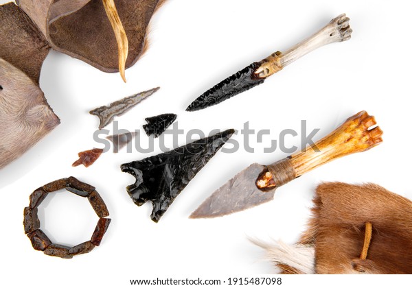 Stone Age Tools On White Background Stock Photo 1915487098 | Shutterstock