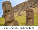 stone ancient statues of easter island
