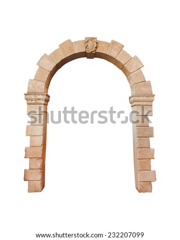 stone arch architecture isolated on white background, cliping path.