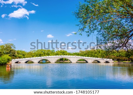 Stone arch bridge in Beiling Park, Shenyang, Liaoning, China