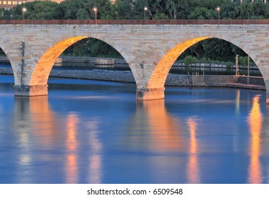 Stone Arch Bridge Reflections - Minneapolis, Minnesota - HDR image
