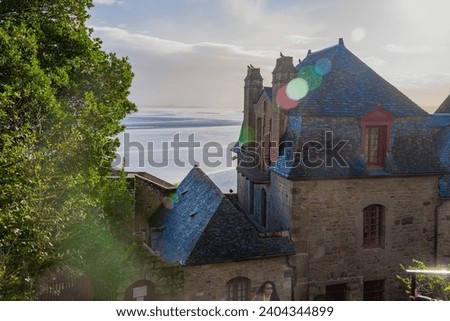 stone architecture and alleys of mont saint michel and its cathedral