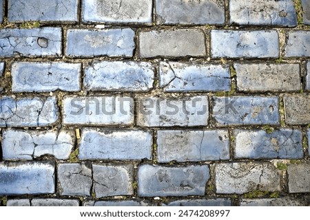 stone background blue cobblestone material in streets of Old San Juan in Puerto Rico.