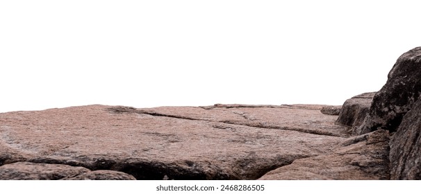 Stone Background With Texture And Design, Beach Isolated Nature Landscape With Space, Wall And Mountain In Blue, Stage Floor With Podium Rock Shape, Product Display, Presentation Mockup And Copy Space