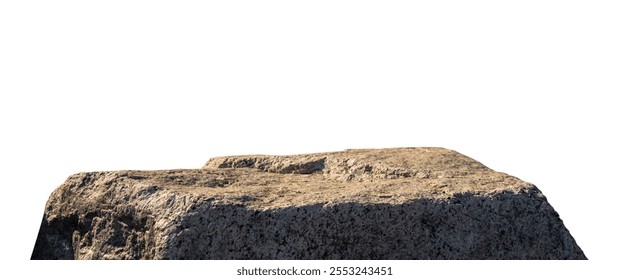 Stone Background With Texture And Design, Beach Isolated Nature Landscape With Space, Wall And Mountain In Blue, Stage Floor With Podium Rock Shape, Product Display, Presentation Mockup And Copy Space